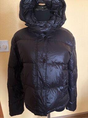 Italic Black down crop Jacket with Hood size S